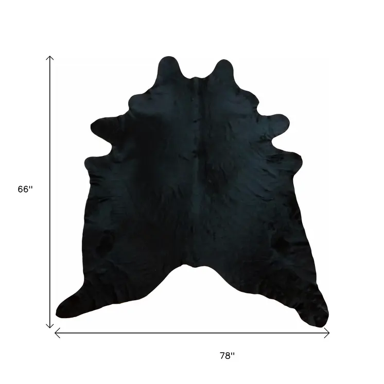 5' X 6' Black Cowhide Handmade Area Rug
