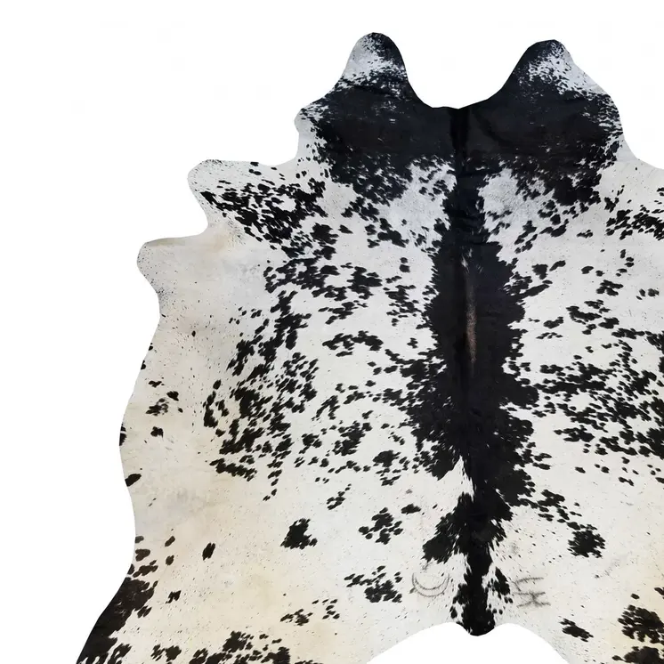 5' X 6' Black And White Cowhide Handmade Area Rug
