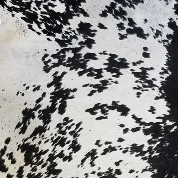 6' X 7' Black And White Cowhide Handmade Area Rug
