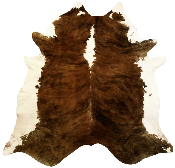 6' X 7' Brown And White Cowhide Handmade Area Rug