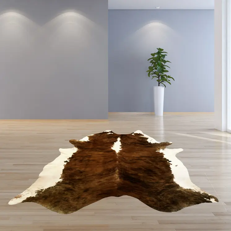 6' X 7' Brown And White Cowhide Handmade Area Rug