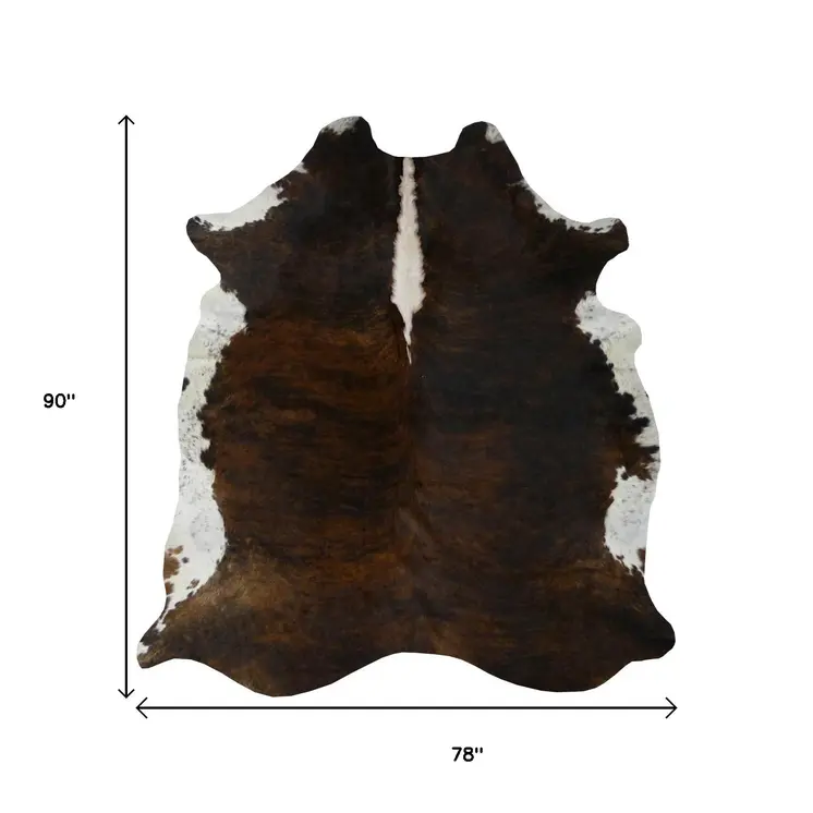 6' X 7' Brown And White Cowhide Handmade Area Rug
