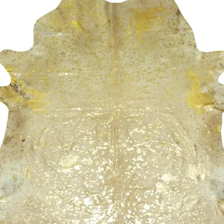 6' X 7' Gold Cowhide Handmade Area Rug