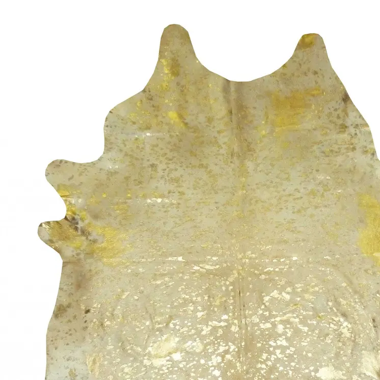 6' X 7' Gold Cowhide Handmade Area Rug