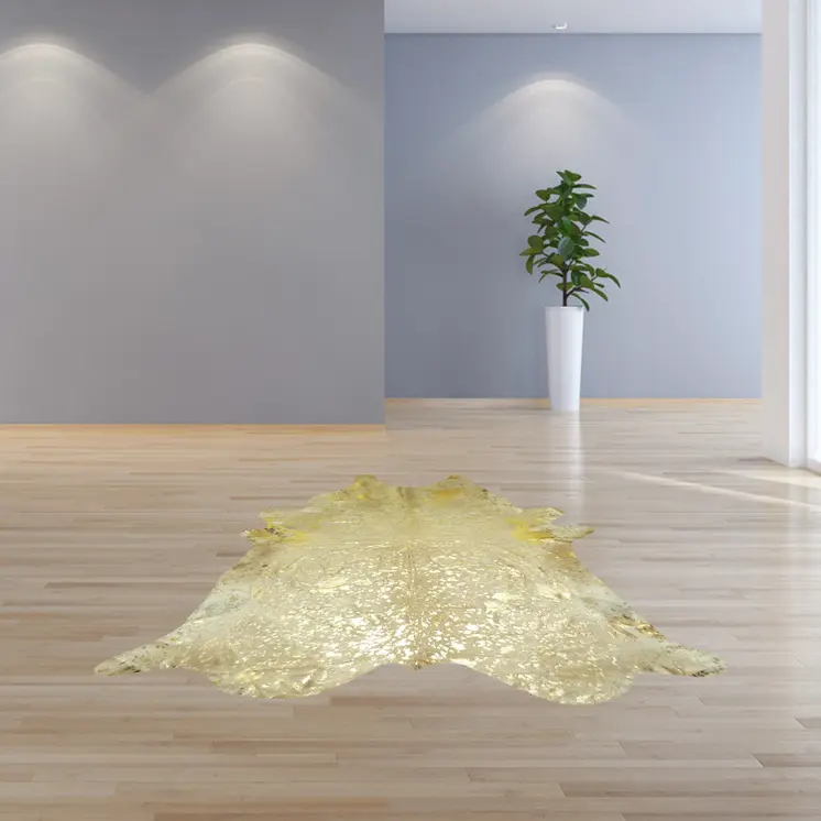 6' X 7' Gold Cowhide Handmade Area Rug