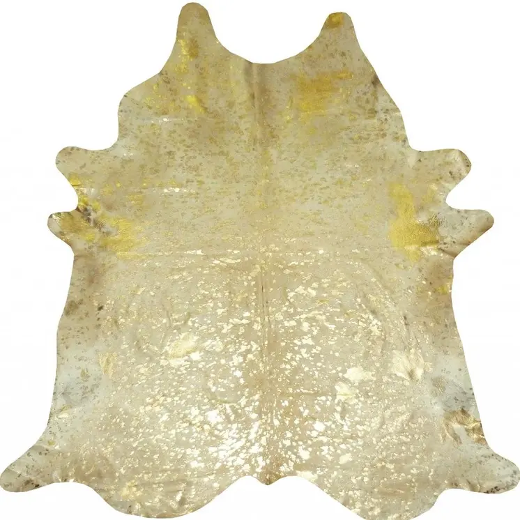6' X 7' Gold Cowhide Handmade Area Rug
