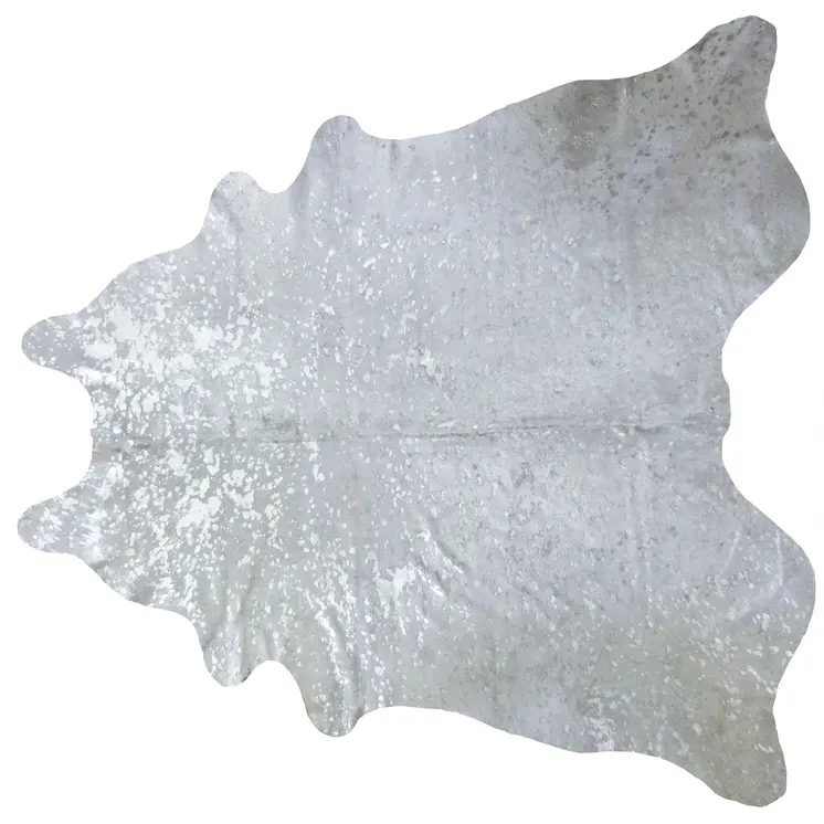 6' X 7' Silver Cowhide Handmade Area Rug