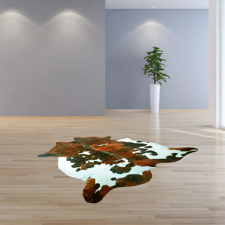 6' X 7' Brown And White Cowhide Handmade Area Rug
