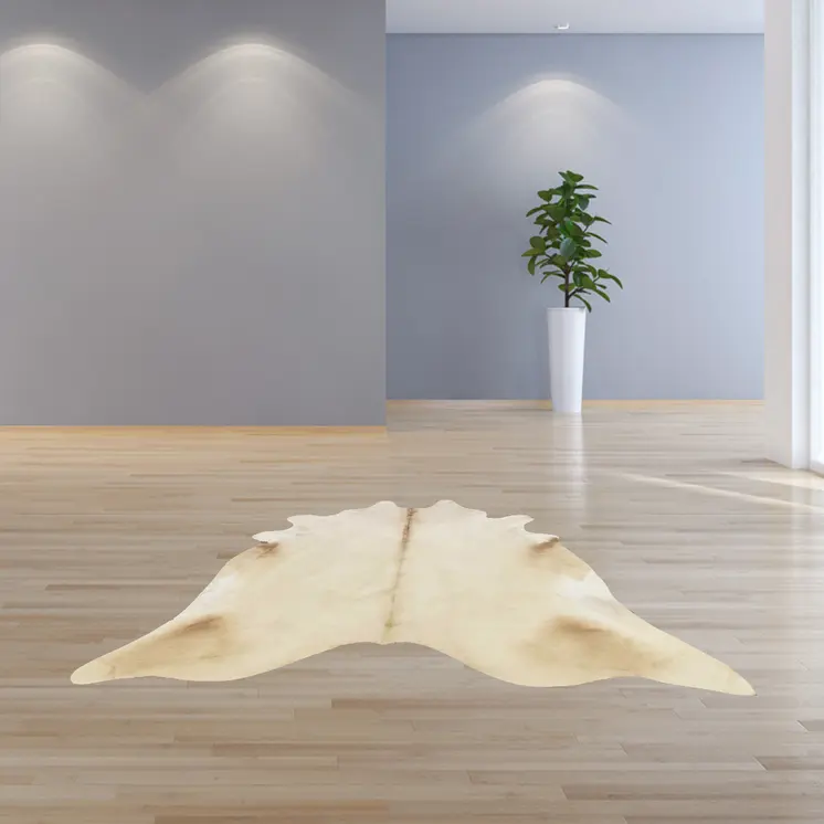 6' X 7' Champagne Cowhide Handmade Area Rug