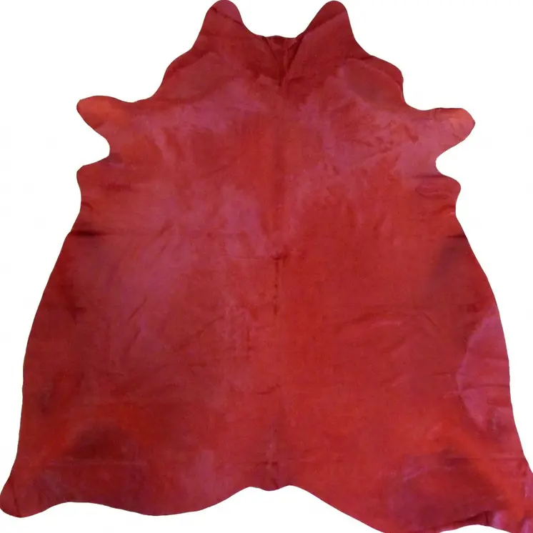 6' X 7' Red Cowhide Handmade Area Rug