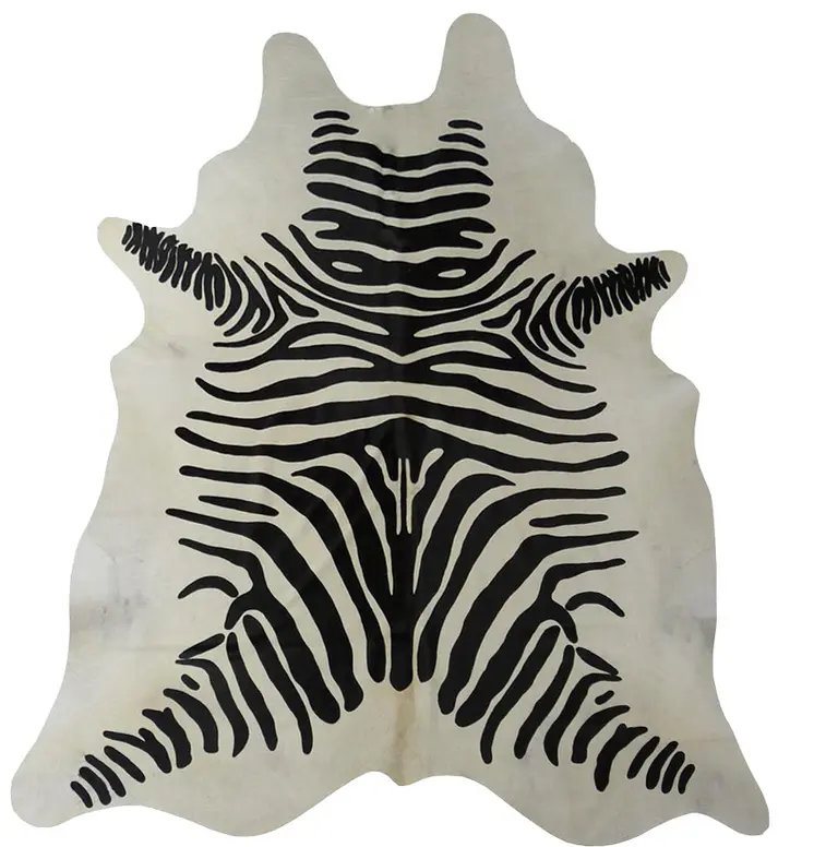 6' X 7' Black And White Cowhide Handmade Area Rug