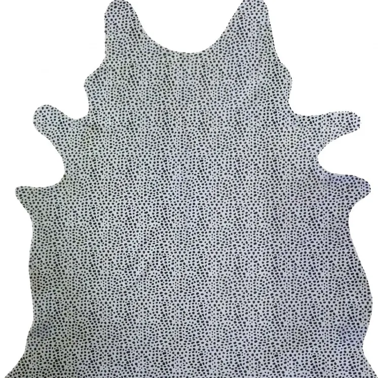 6' X 7' Black And White Cowhide Handmade Area Rug