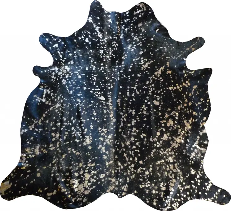 6' X 7' Gold And Black Cowhide Handmade Area Rug