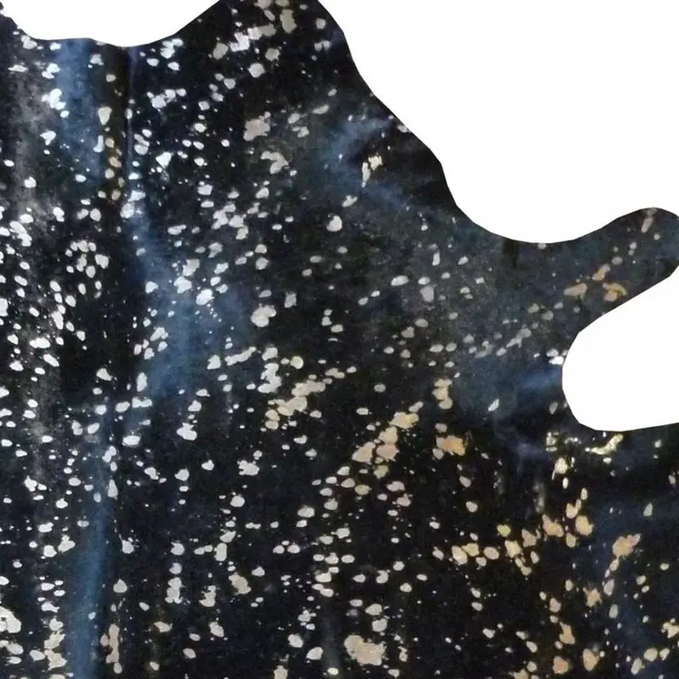 6' X 7' Gold And Black Cowhide Handmade Area Rug