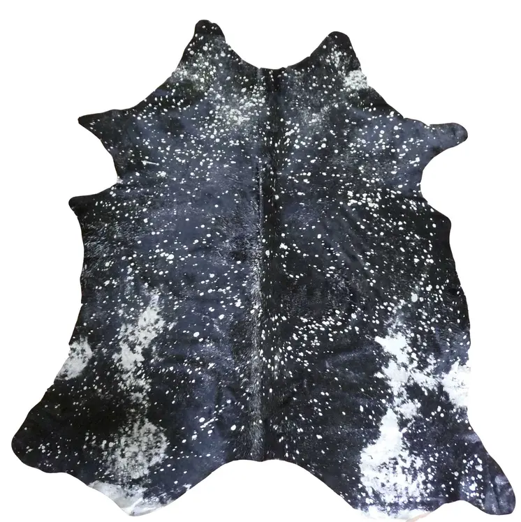 6' X 7' Black And Silver Cowhide Handmade Area Rug