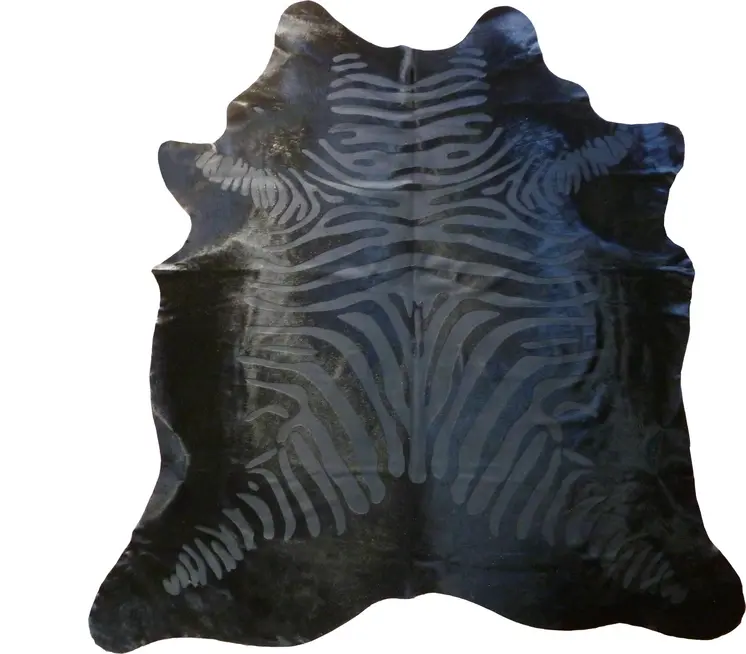 6' X 7' Black Cowhide Handmade Area Rug