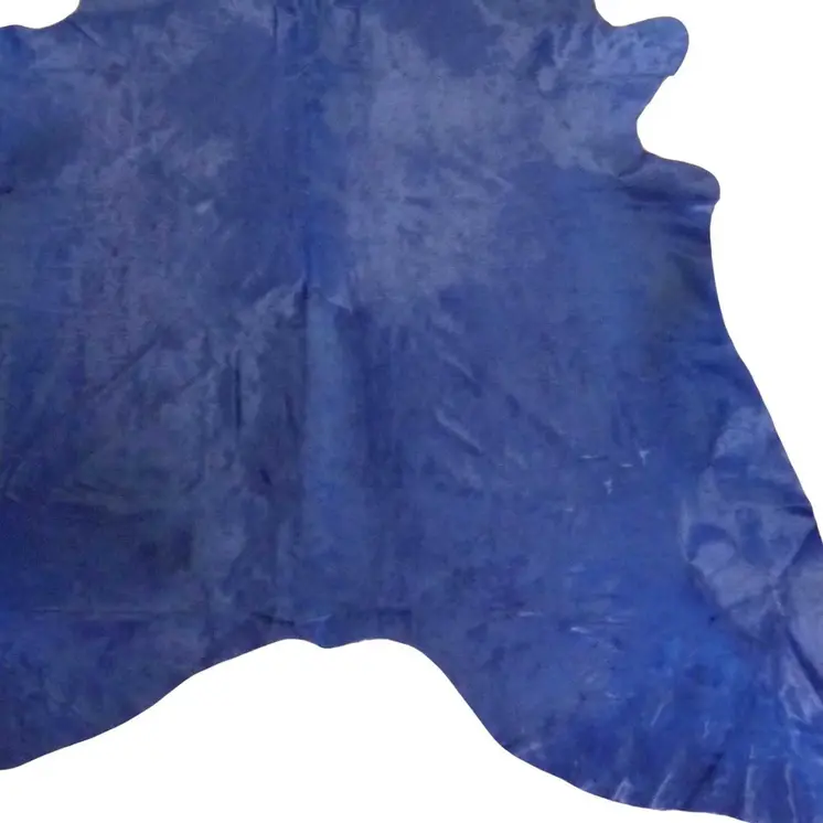 6' X 7' Navy Blue Cowhide Handmade Area Rug