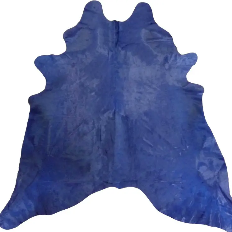 6' X 7' Navy Blue Cowhide Handmade Area Rug