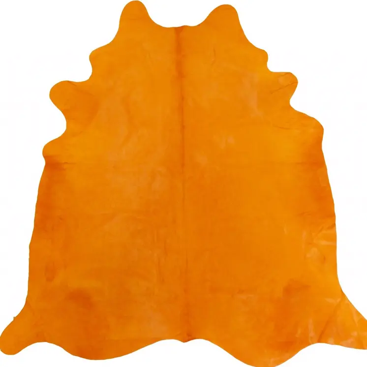 6' X 7' Orange Cowhide Handmade Area Rug