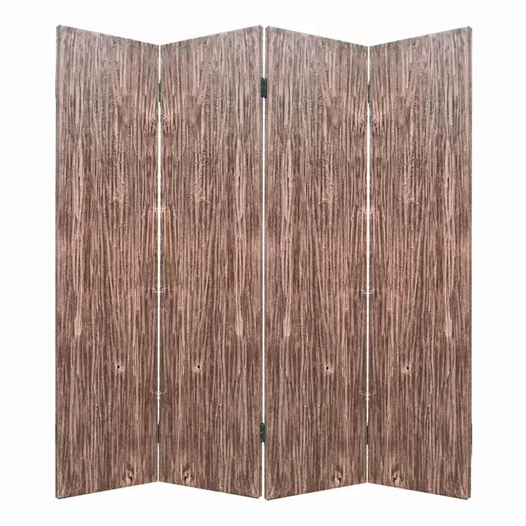 84" Brown Folding Four Panel Screen Room Divider