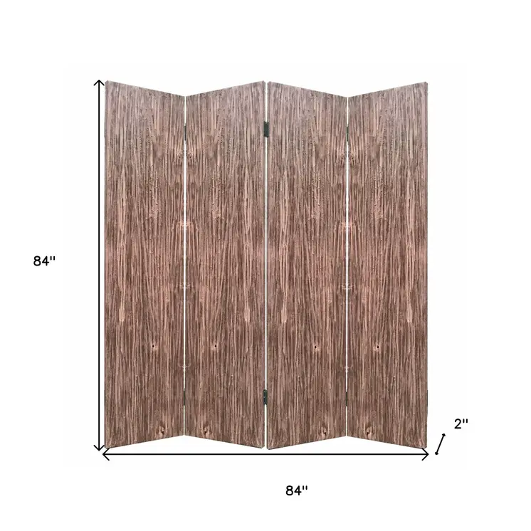 84" Brown Folding Four Panel Screen Room Divider
