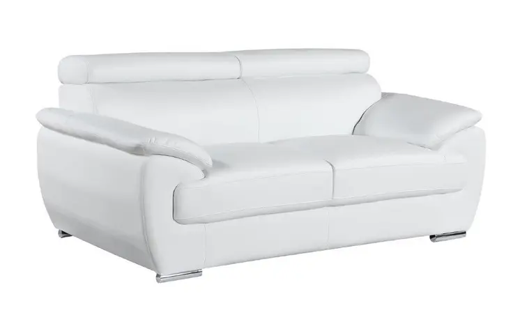 Two Piece Indoor White Genuine Leather Five Person Seating Set