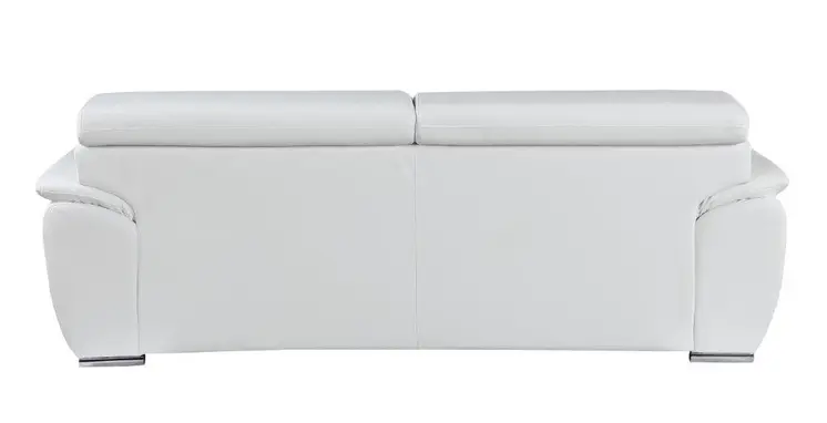 Two Piece Indoor White Genuine Leather Five Person Seating Set
