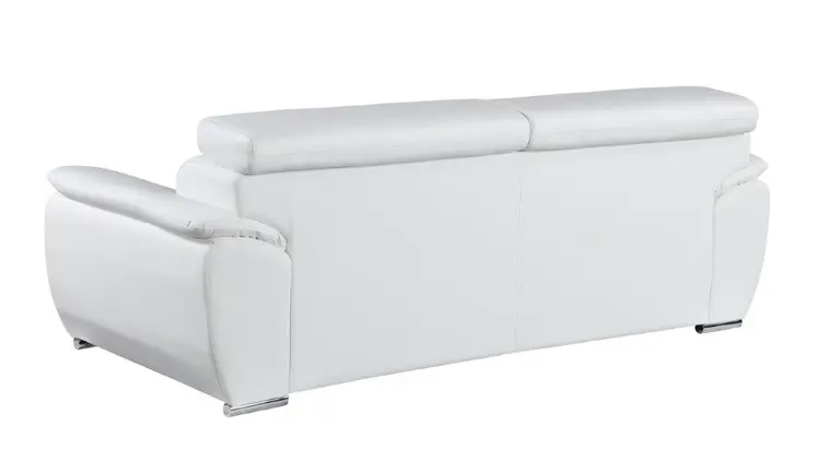 Two Piece Indoor White Genuine Leather Five Person Seating Set