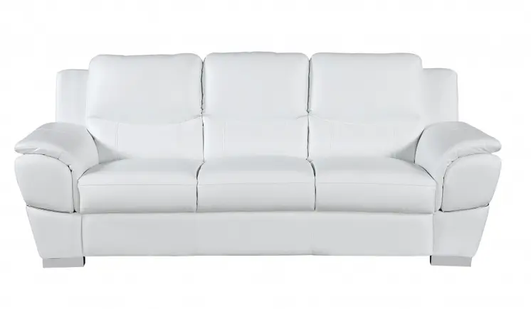 Two Piece Indoor White Genuine Leather Five Person Seating Set