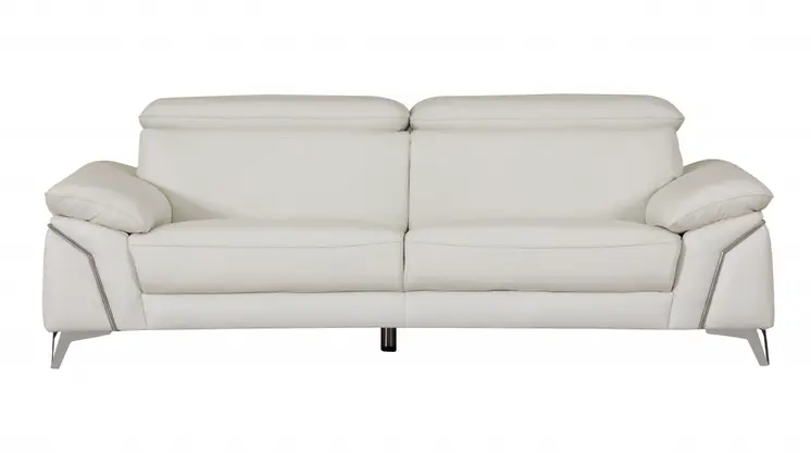 Two Piece Indoor White Italian Leather Five Person Seating Set