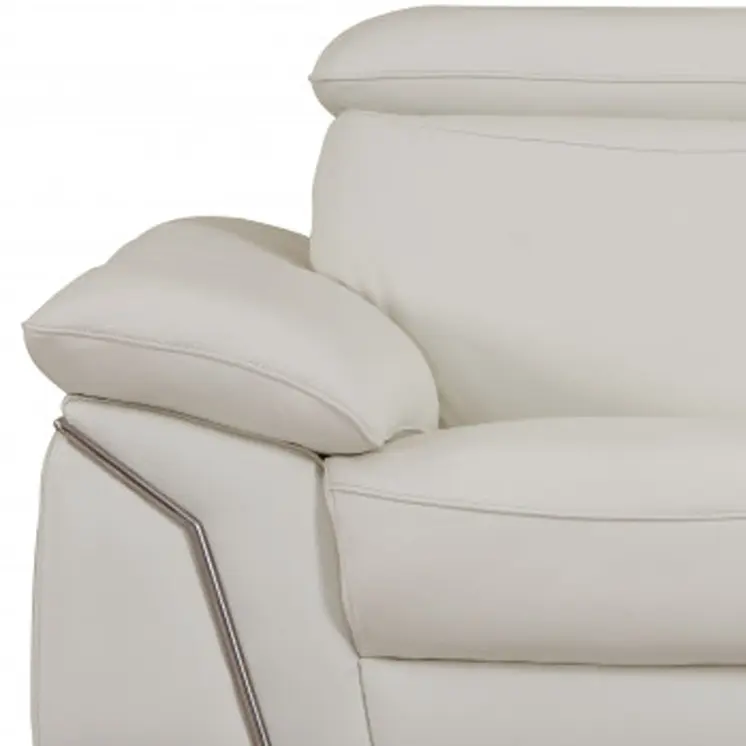 Two Piece Indoor White Italian Leather Five Person Seating Set