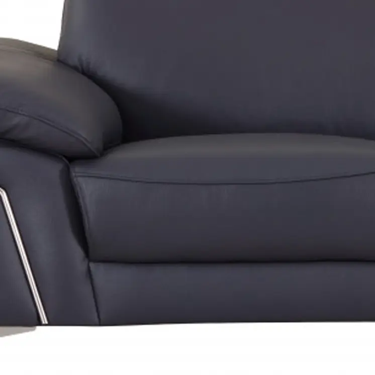 Two Piece Indoor Blue Italian Leather Five Person Seating Set
