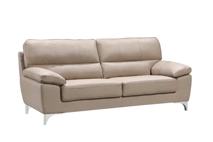 Two Piece Indoor Beige Faux Leather Five Person Seating Set