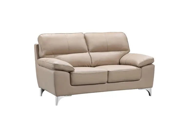 Two Piece Indoor Beige Faux Leather Five Person Seating Set