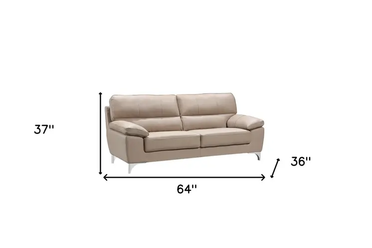 Two Piece Indoor Beige Faux Leather Five Person Seating Set