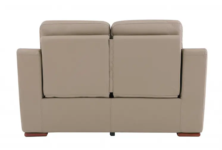 67" Beige And Brown Faux Leather Manual Reclining Loveseat