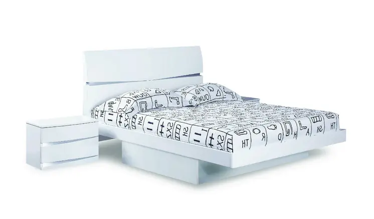 White Solid Wood King Bed Frame
