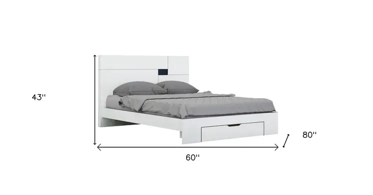 White Solid Wood Queen Bed Frame