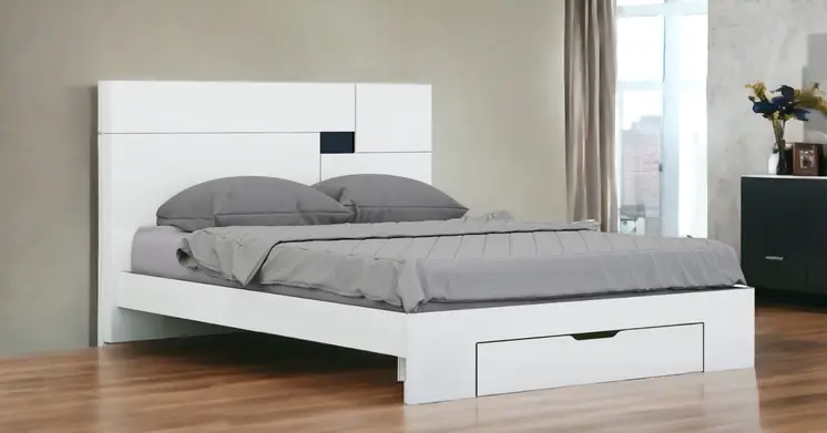White Solid Wood Queen Bed Frame