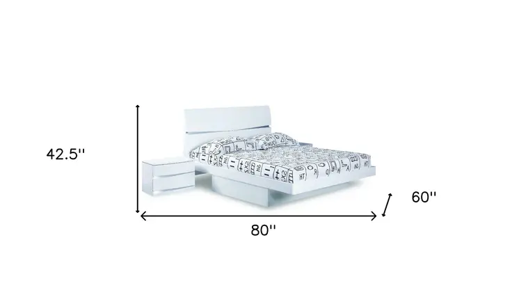 80'" X 60'"  X 42.5'" Modern Queen White High Gloss Bed