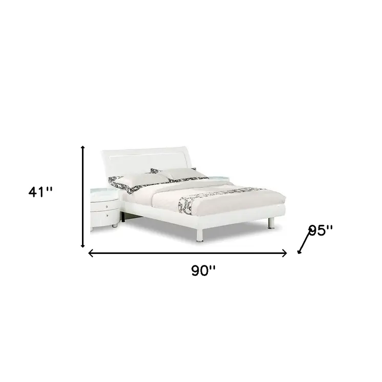 White Wood Lighted California King Bed Frame