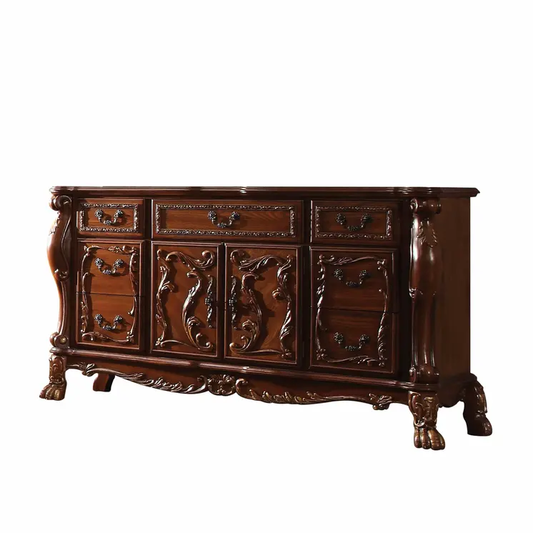20" X 66" X 38" Cherry Oak Wood Poly Resin Dresserserver