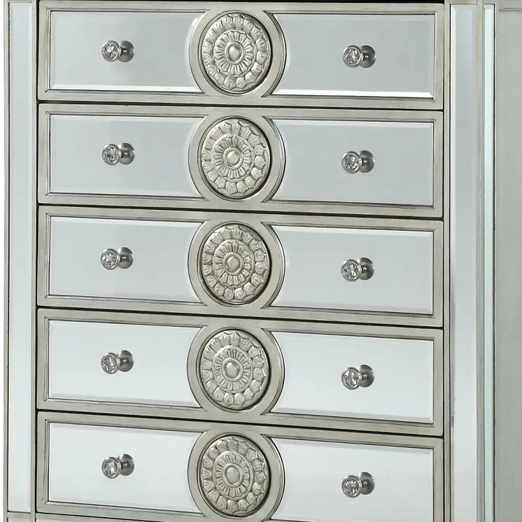 21" X 44" X 56" Mirrored Wood Chest