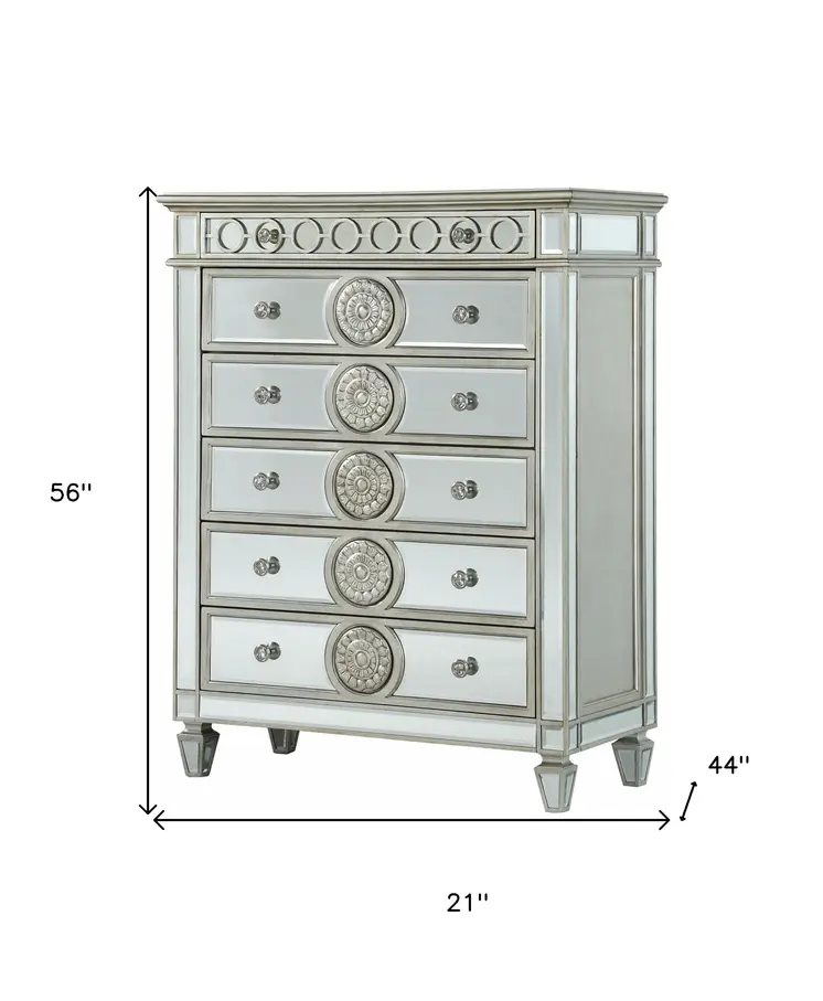 21" X 44" X 56" Mirrored Wood Chest