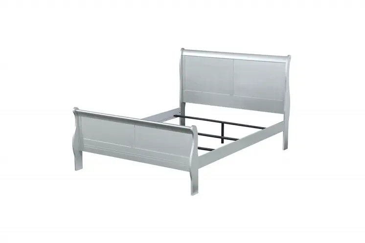 Silver Wood Queen Sleigh Bed Frame