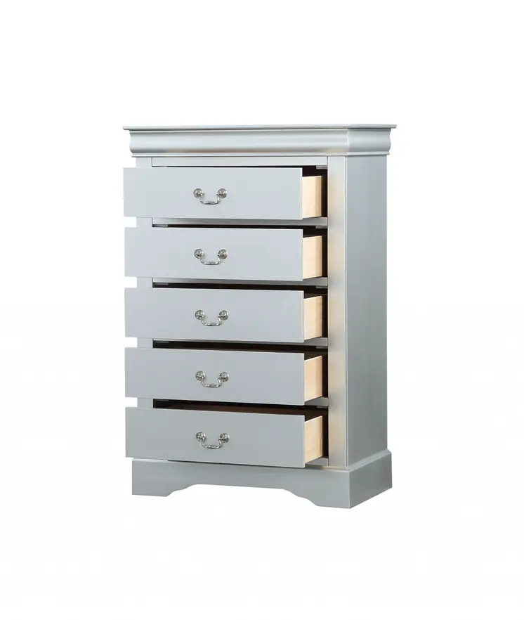 15" White Solid Wood Five Drawer Lingerie Chest