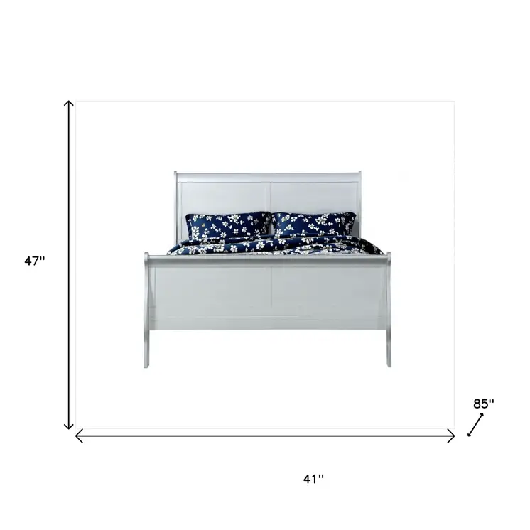 Off White Solid Wood Twin Bed Frame