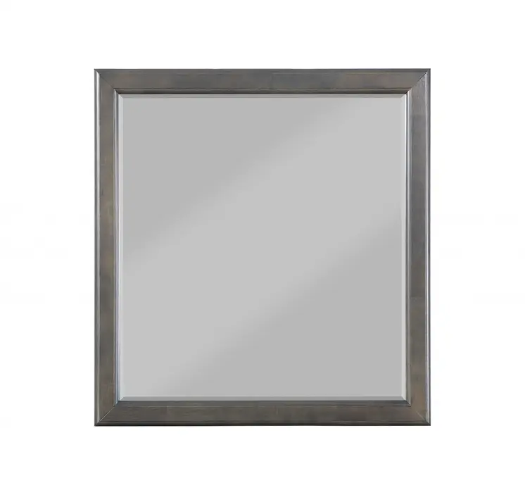 38" Gray Square Wood Framed Accent Mirror