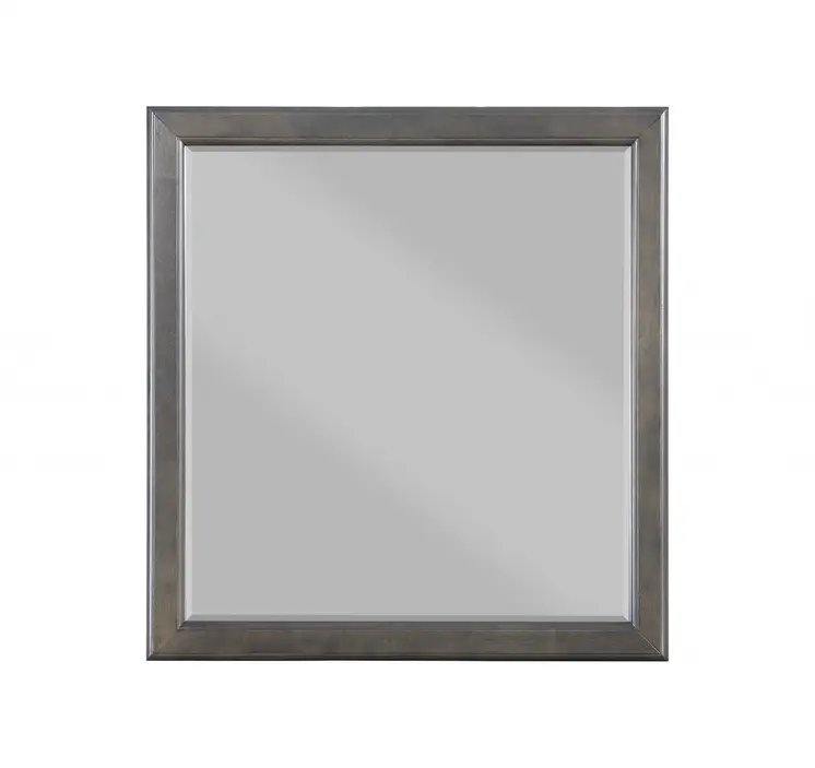 38" Gray Square Wood Framed Accent Mirror