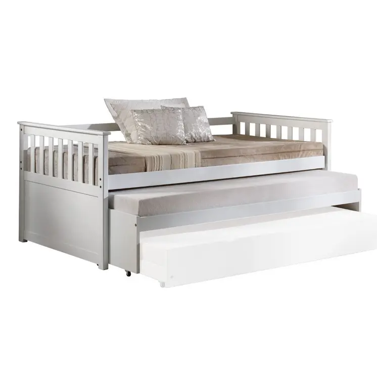 Gray and Brown Wood Twin Bed Frame with Trundle